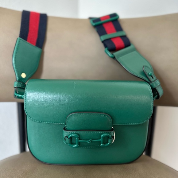 Gucci Handbags - Gucci Horsebit 1955 Small Green Leather Crossbody Bag